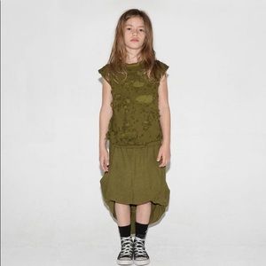 Nununu Torn Sleeveless Shirt in Rusty Green Deconstructed Holes 10-11